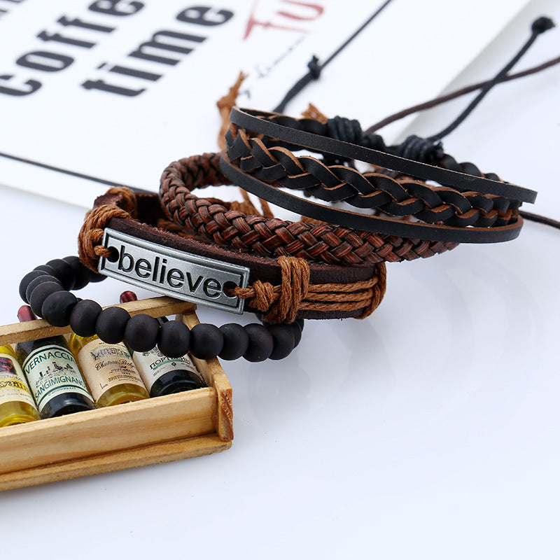 Believe Suit Men's Leather Bracelet - FASHIONKULTUR