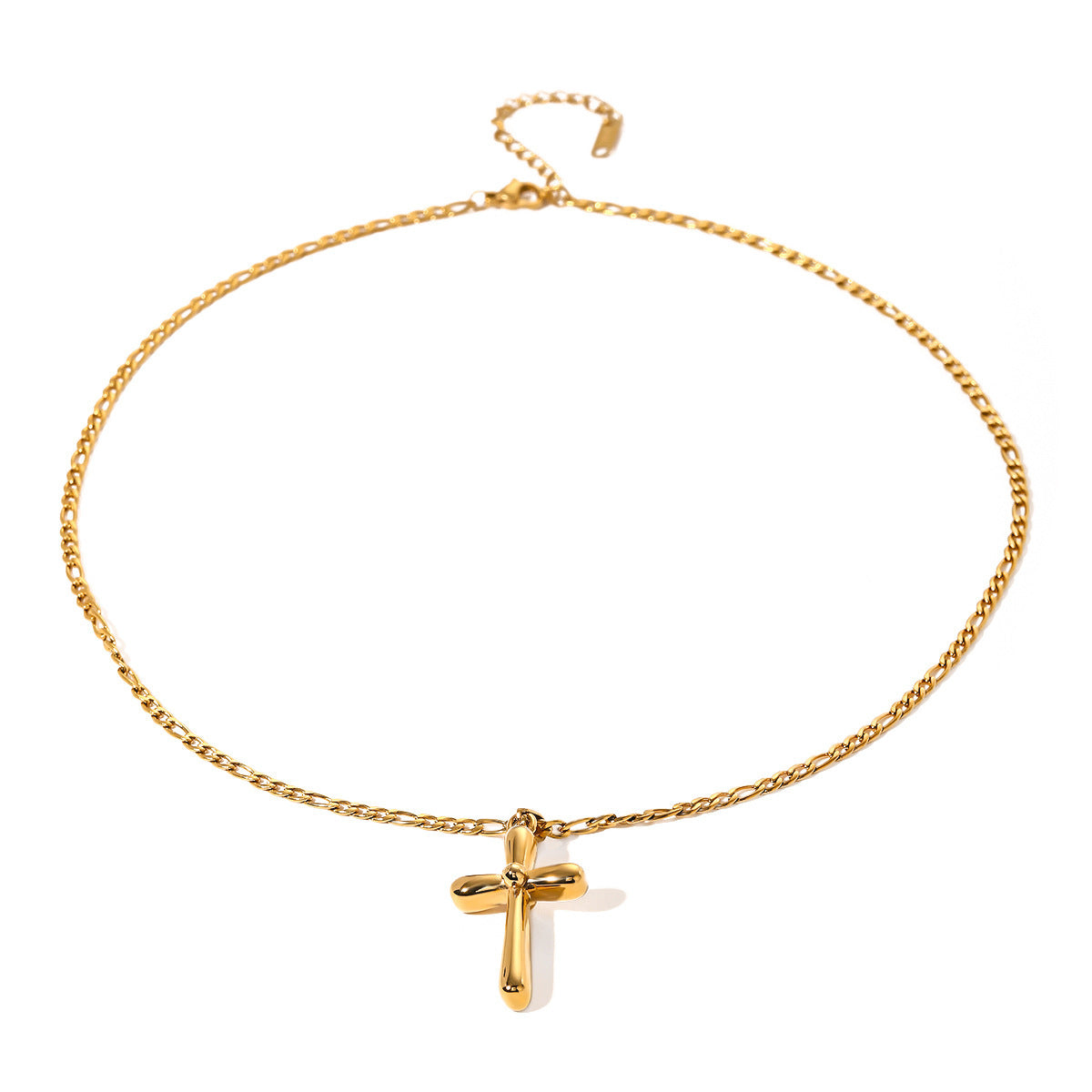 18K Gold Stainless Steel Cross Shelf Necklace Niche High-grade Simple - FASHIONKULTUR
