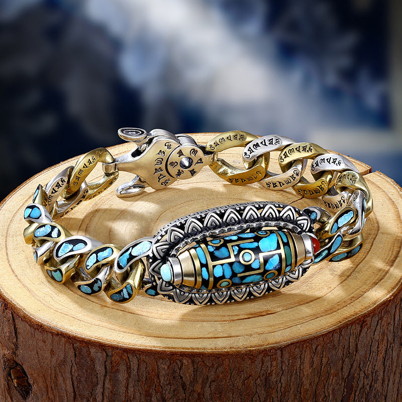 Fashion Jewelry New Men's Bracelet Personality Retro Transfer Rotating Nine Eye Pearl Bracelets High-end Gift - FASHIONKULTUR