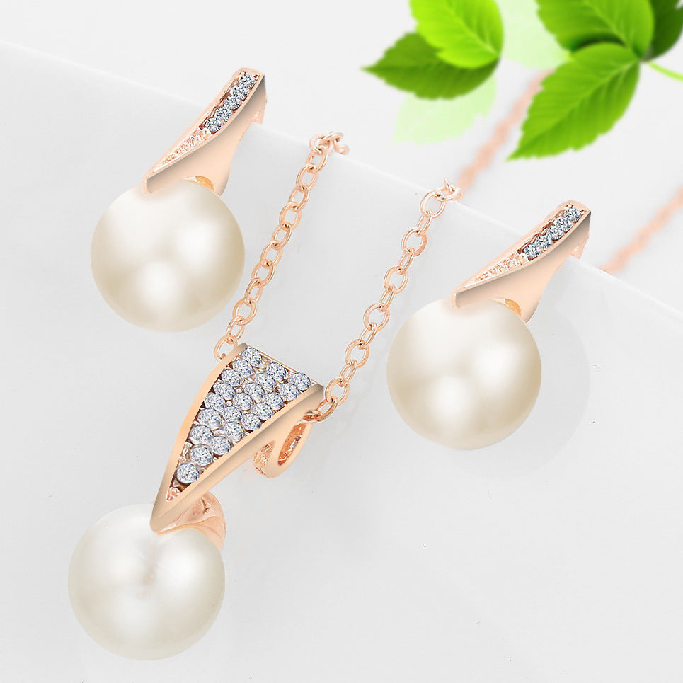 Pearl Necklace Earring Set Wedding Banquet Dress - FASHIONKULTUR