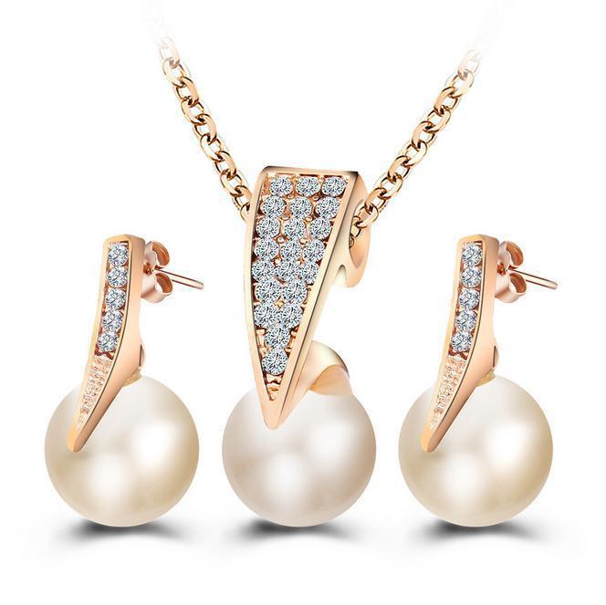 Pearl Necklace Earring Set Wedding Banquet Dress - FASHIONKULTUR