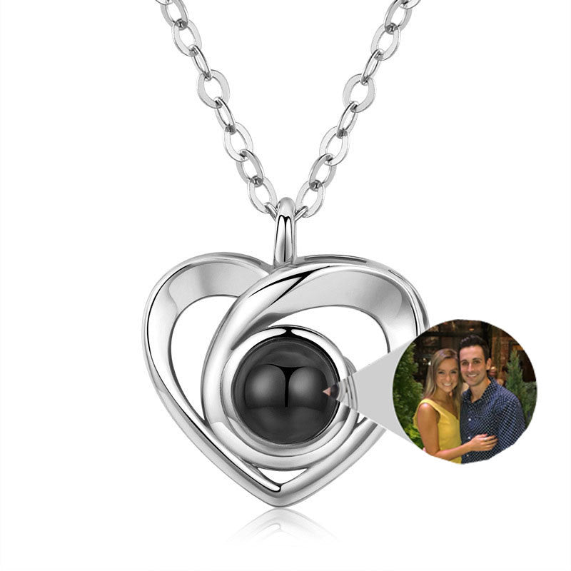 S925 Silver Romantic Photo Projection Necklace Heart Shaped Pendant Necklace - FASHIONKULTUR