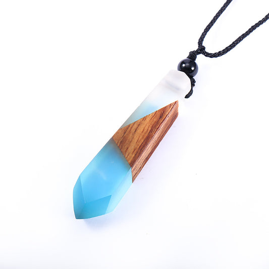 Vintage wood resin necklace pendant - FASHIONKULTUR