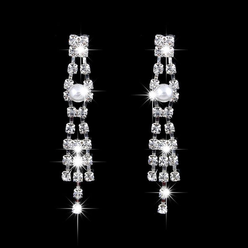 Wholesale fashion OL bridal jewelry set, claw chain earrings, Pearl Rhinestone Necklace 465 - FASHIONKULTUR