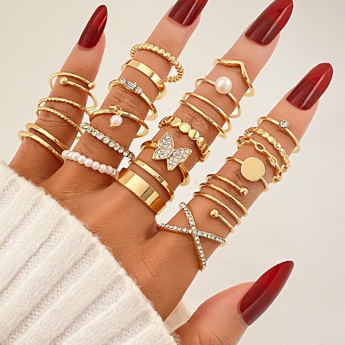 Ring Female Niche Senior Knuckle Ring 23 Pieces Suit - FASHIONKULTUR