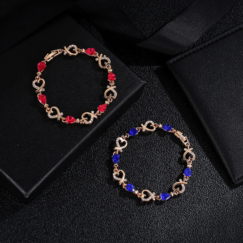 Hollow Love Bracelet With Rhinestones Fashion Temperament Heart-shaped Bracelet For Valentine's Day Gift - FASHIONKULTUR