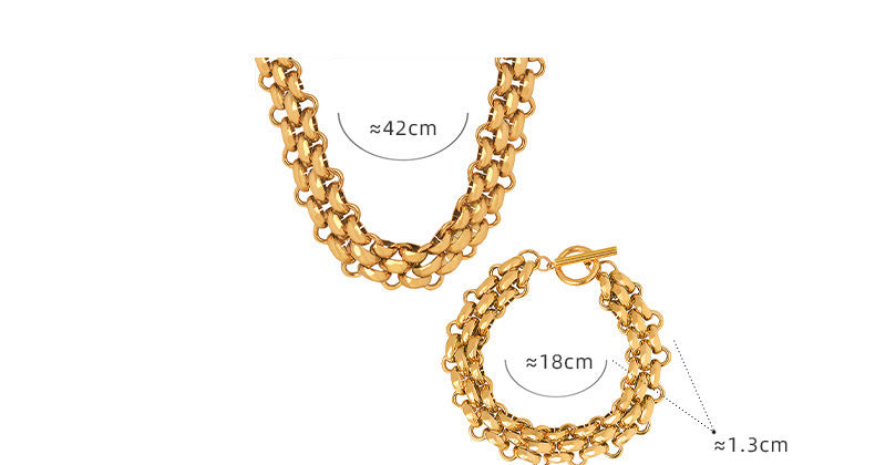 Buckle Design Thick Chain Personalized Necklace Bracelet - FASHIONKULTUR
