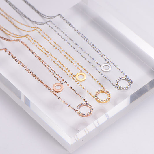 18K Electroplated Micro Inlaid Zircon Jewelry Ring Necklace For Women - FASHIONKULTUR