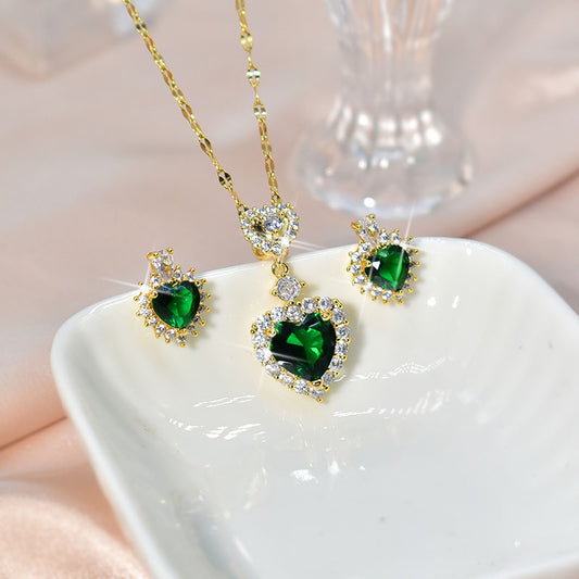 Simple Elegant Necklace Beccarite Inlaid Titanium Steel Clavicle Chain - FASHIONKULTUR