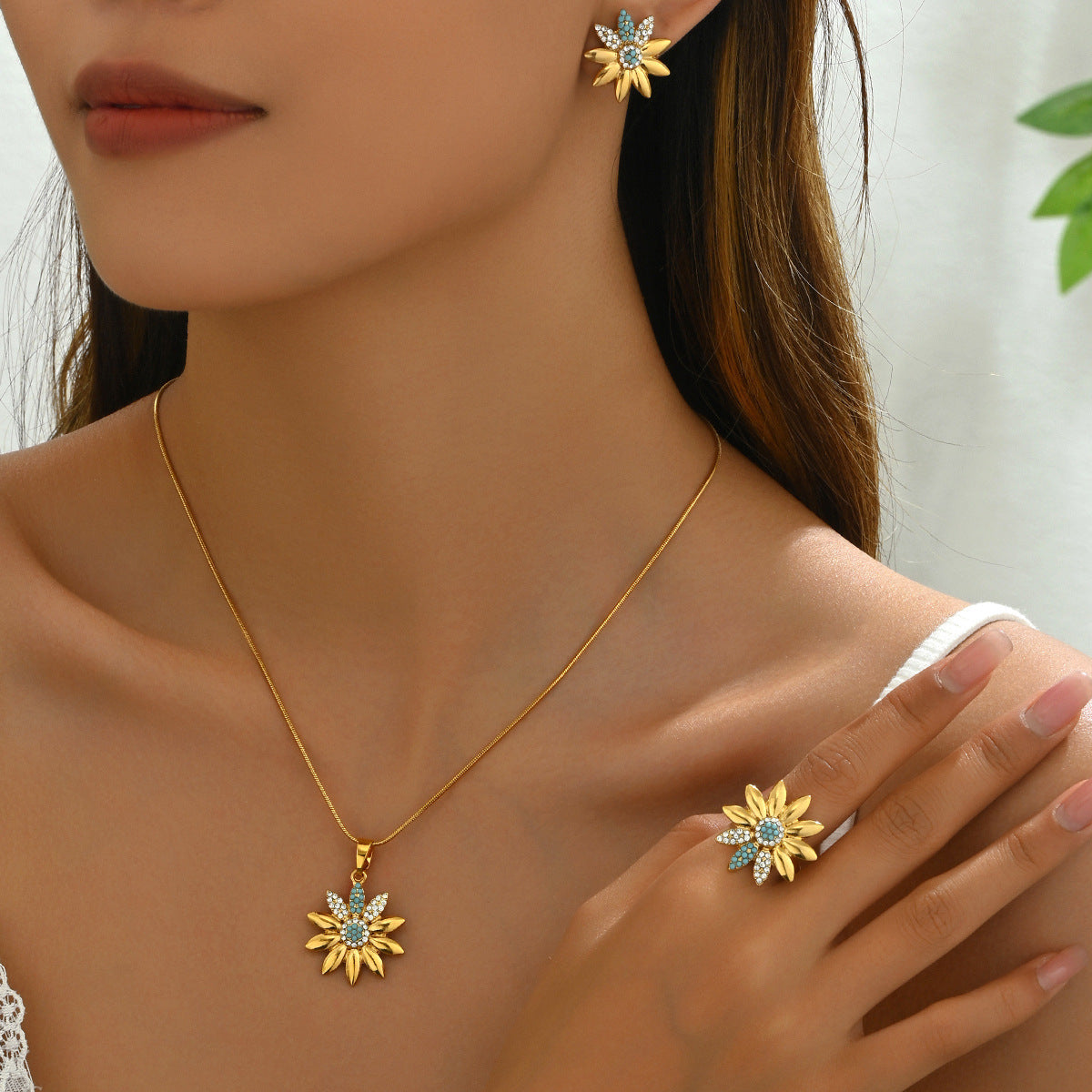 Women's Simple Fashion Diamond Necklace Suit - FASHIONKULTUR