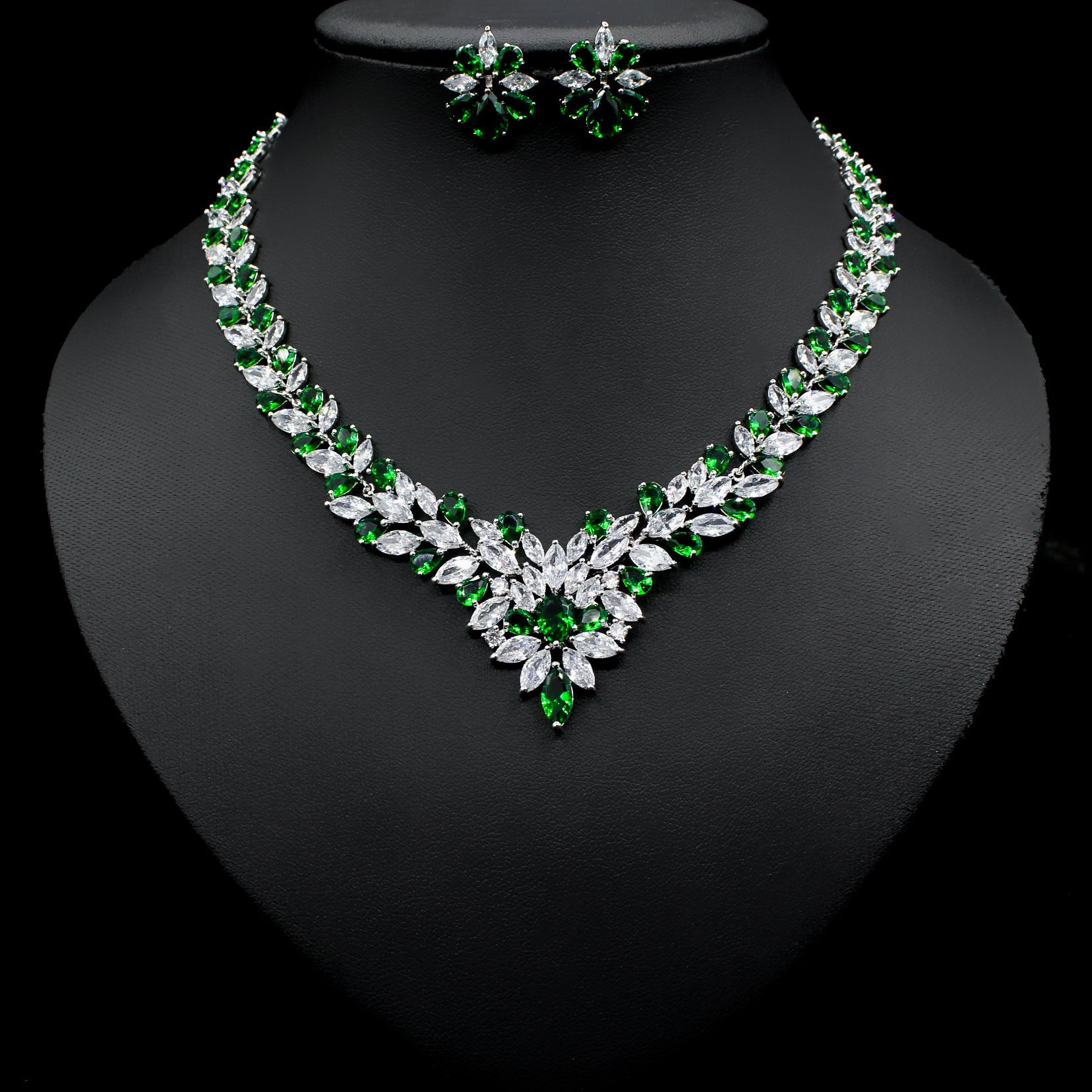 Bride Zircon Jewelry Necklace Earring Set - FASHIONKULTUR
