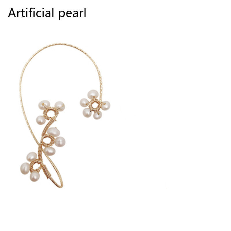 Design Hand-woven Flower Pearl Earrings - FASHIONKULTUR