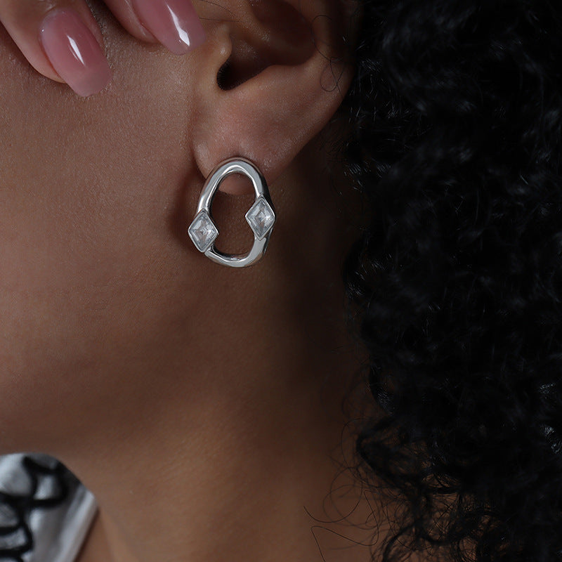 Light Luxury Diamond Zircon Irregular Circles Earrings - FASHIONKULTUR