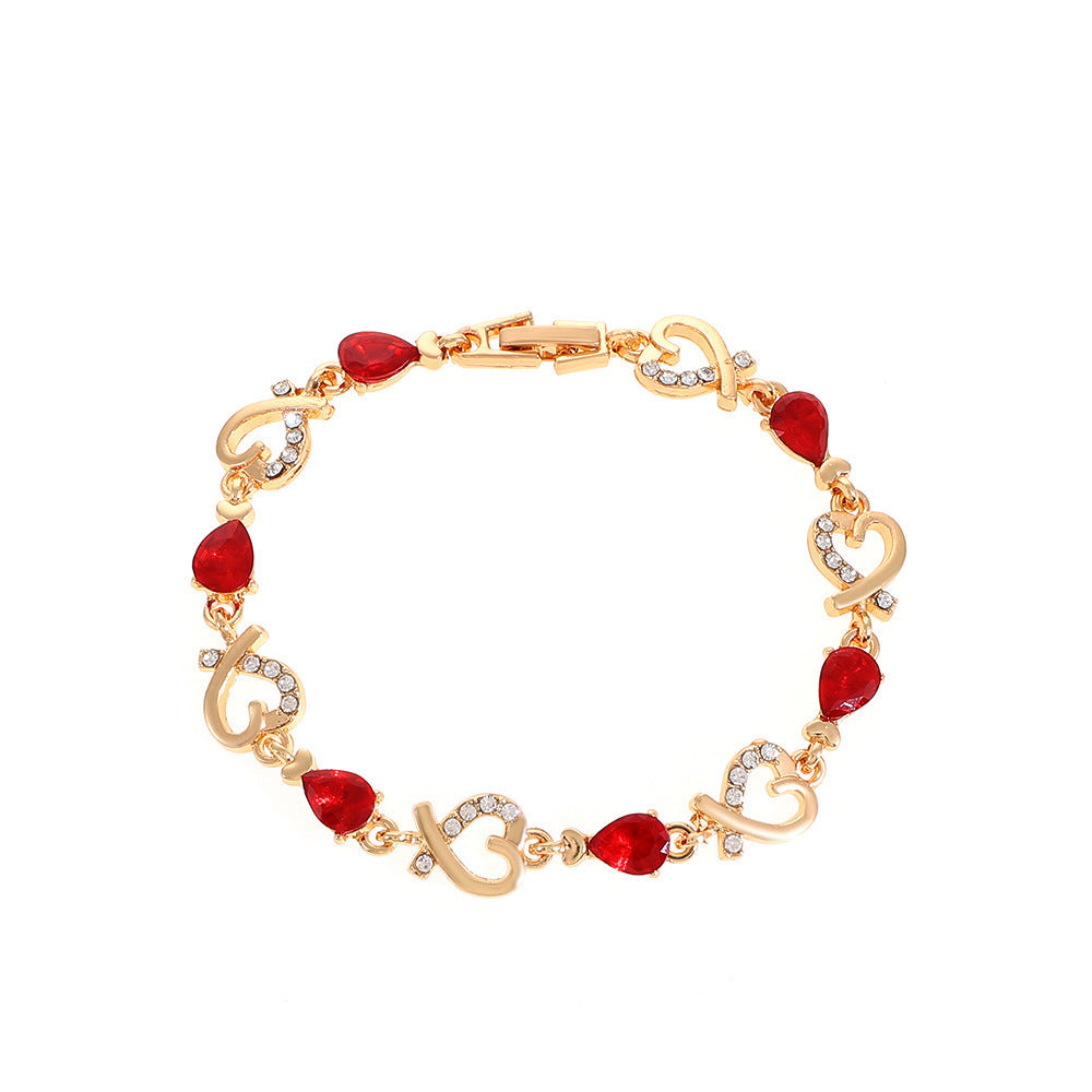 Hollow Love Bracelet With Rhinestones Fashion Temperament Heart-shaped Bracelet For Valentine's Day Gift - FASHIONKULTUR