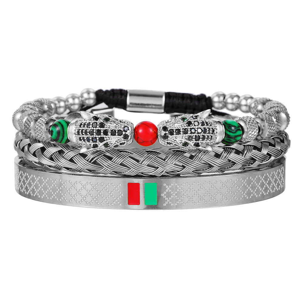Red And Green Drip Oil Men's Set Bracelet Jewelry - FASHIONKULTUR