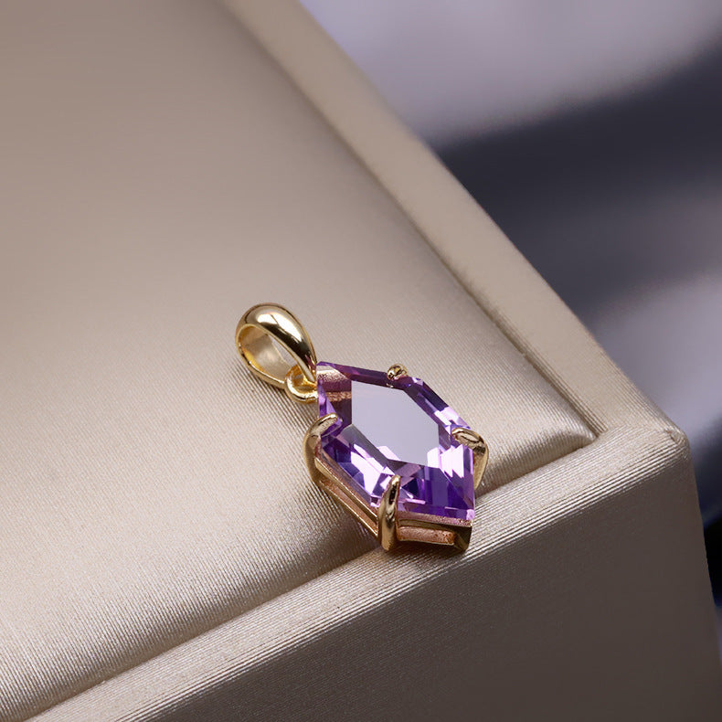 Simple Amethyst S925 Sterling Silver Pendant - FASHIONKULTUR