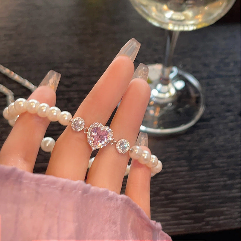 Heart-shaped Zircon Empress Heart-shaped Pearl Bracelet Fashion - FASHIONKULTUR