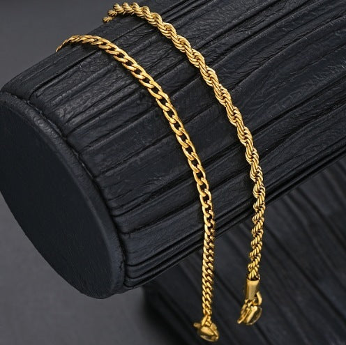 Stainless Steel Twist Chain Bracelet 2-piece Set Fashion - FASHIONKULTUR