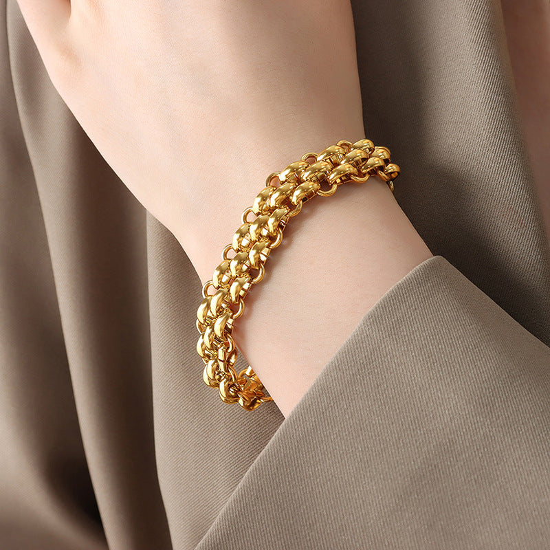 Buckle Design Thick Chain Personalized Necklace Bracelet - FASHIONKULTUR