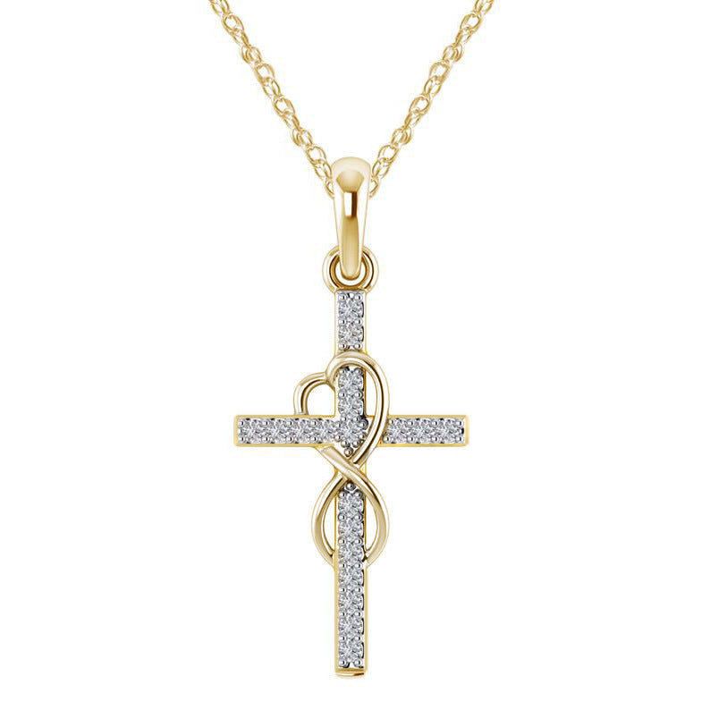Alloy Pendant With Diamond And Eight-character Cross Necklace - FASHIONKULTUR