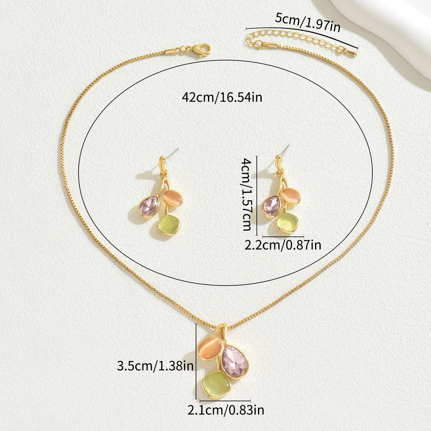 Women's Necklace And Earrings Suite Niche Inlaid Zircon - FASHIONKULTUR