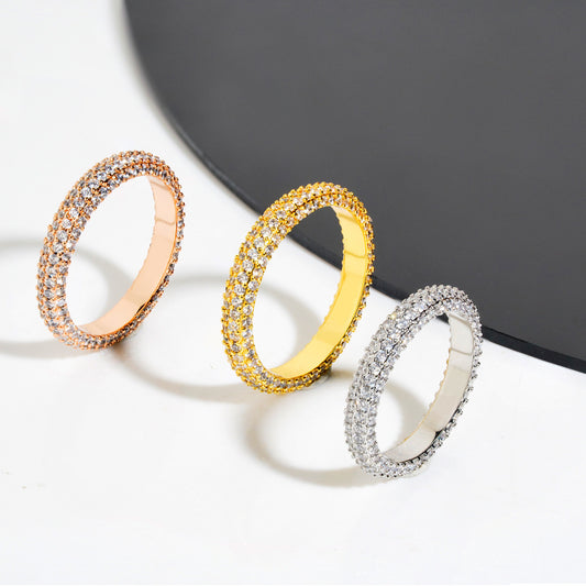 Ins Style Silver Jewelry Full Diamond Single Row Ring Women - FASHIONKULTUR