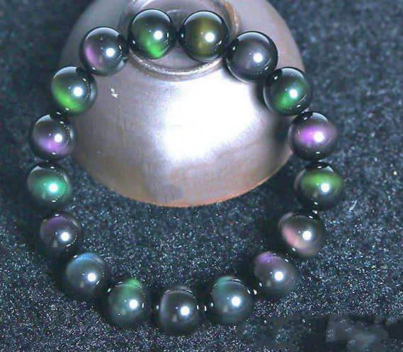 Rainbow Purple Green Eye Obsidian Bracelet - FASHIONKULTUR