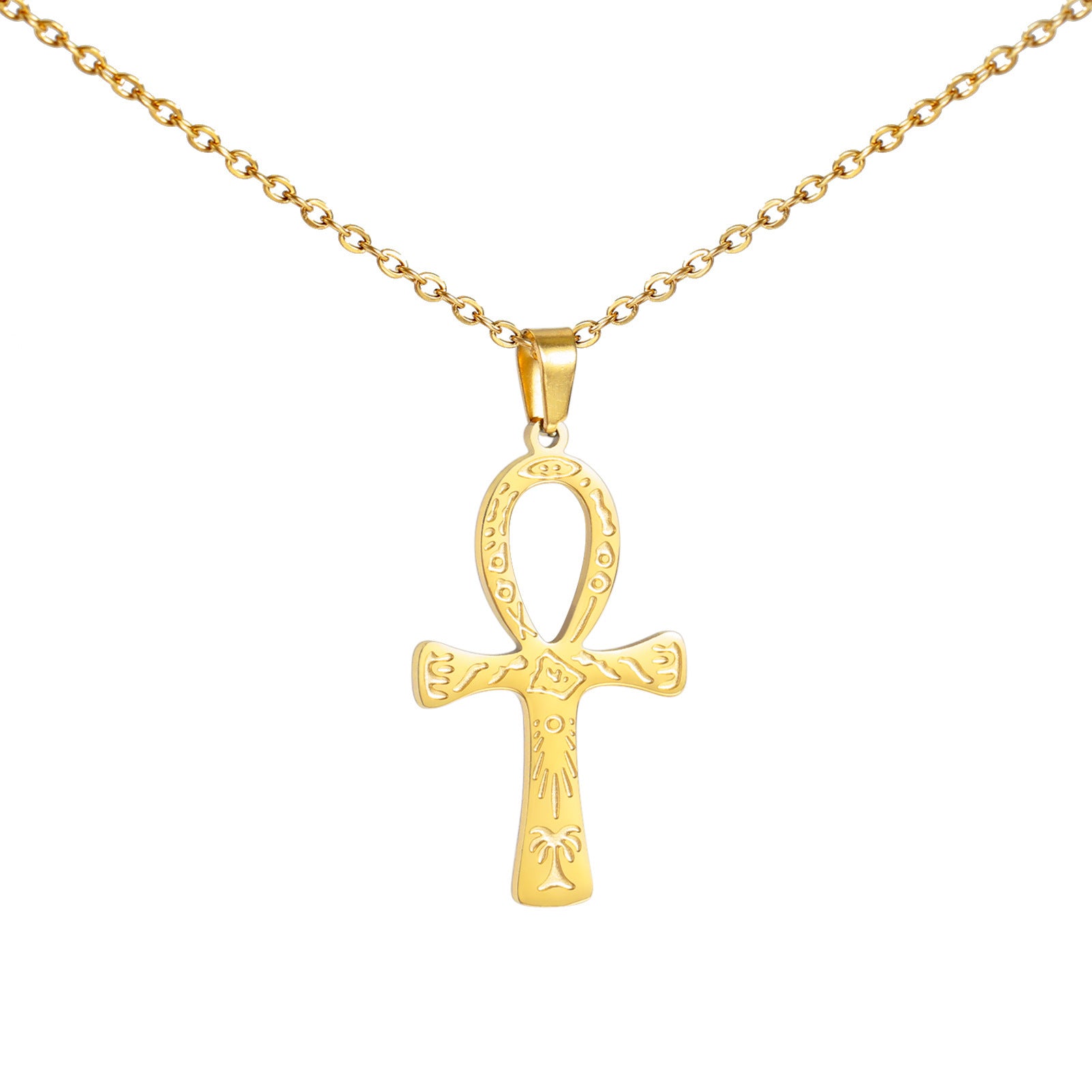 Fashion Simple Trend One-piece Delivery Personalized Corrosion Rune Cross Pendant Stainless Steel Necklace - FASHIONKULTUR