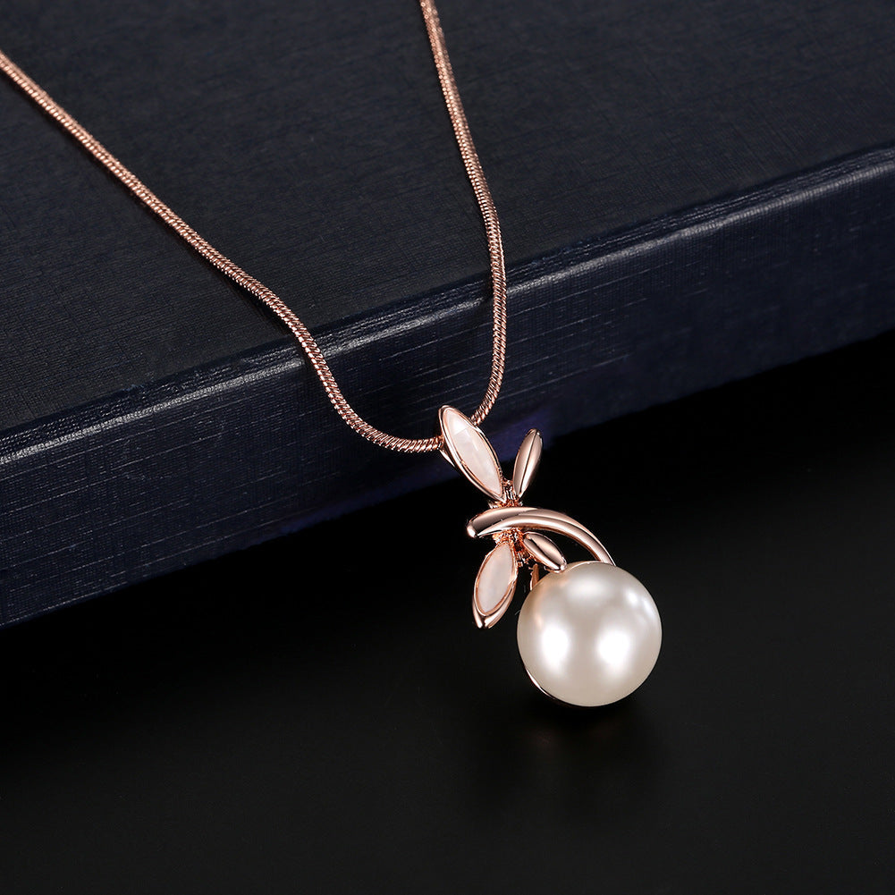 Fashionable Pearl Necklace Earrings Bridal Party Jewelry Set - FASHIONKULTUR