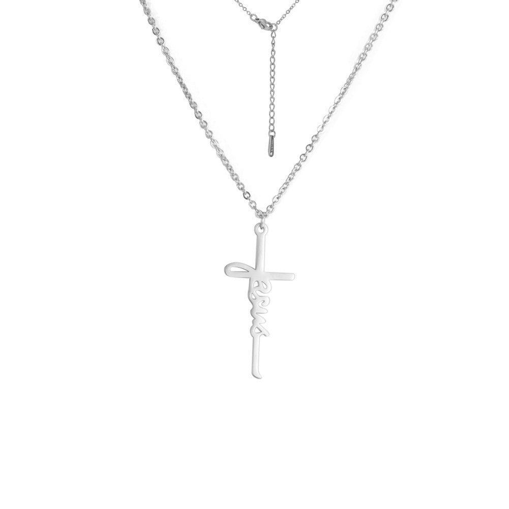 Cross Female Men's Stainless Steel Pendant Necklace - FASHIONKULTUR