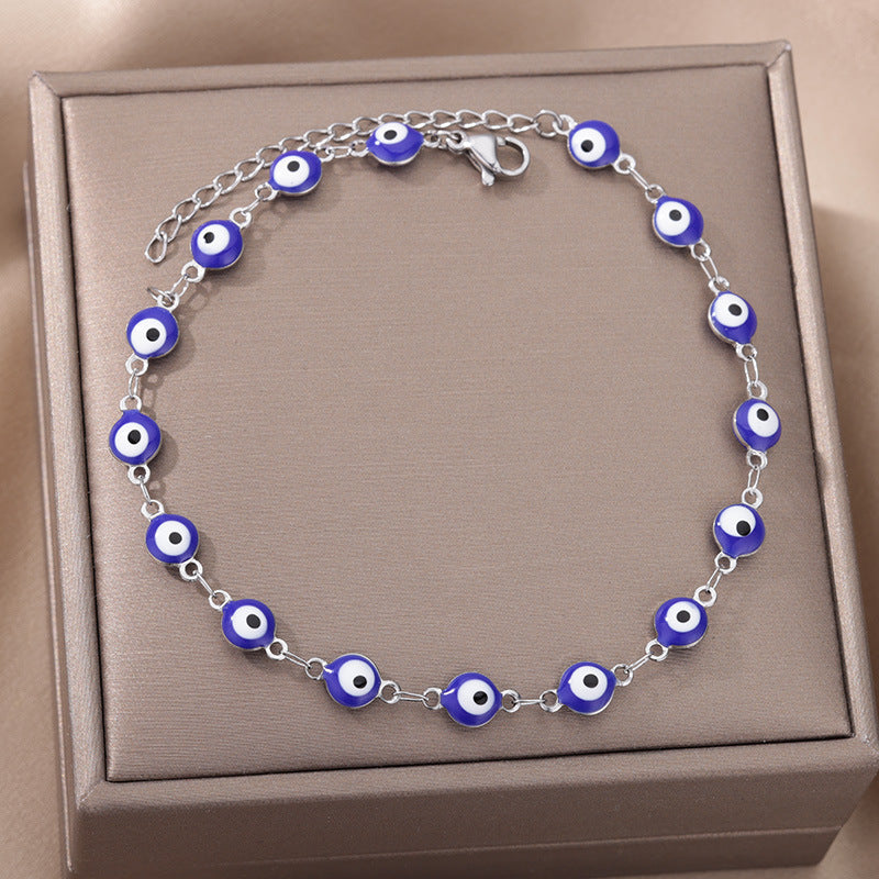 Devil's Eye Anklet Personality Combination Color Eyes Irregular Pearl - FASHIONKULTUR