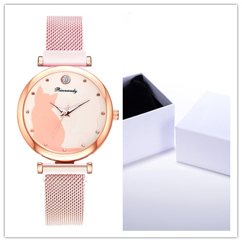 Women's cat watch bracelet set - FASHIONKULTUR