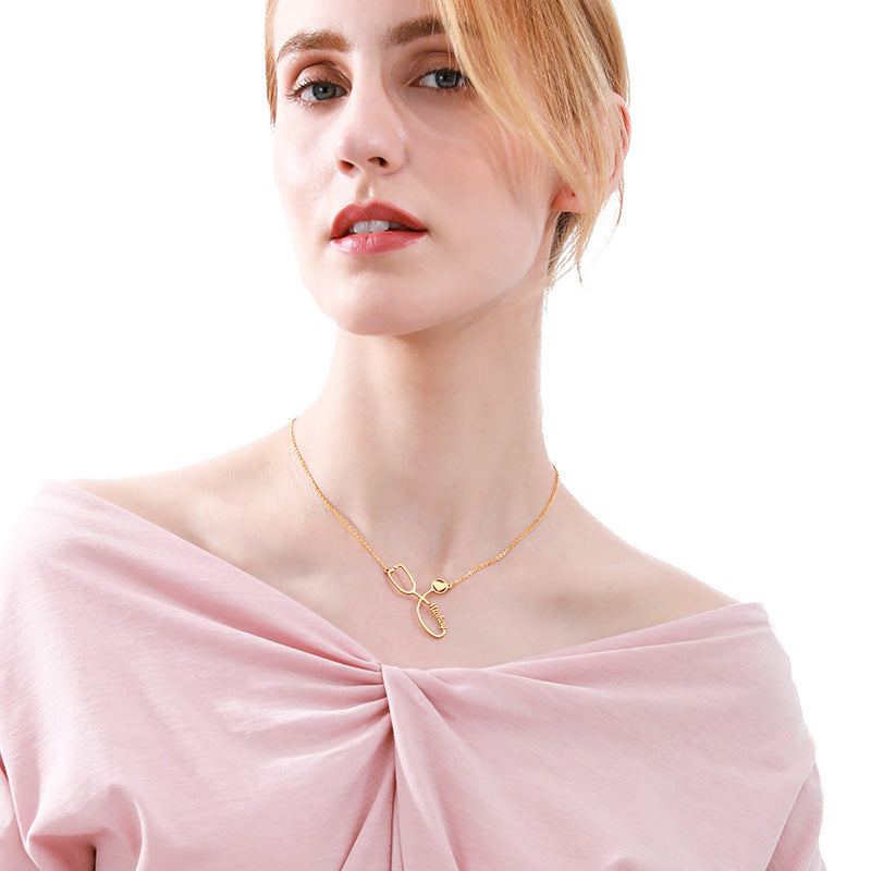 Metal stethoscope pendant - FASHIONKULTUR