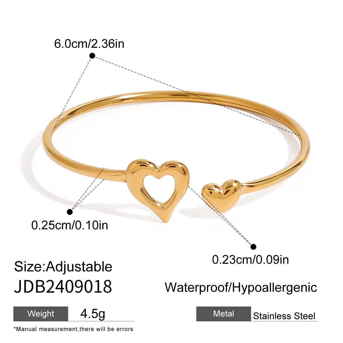 Stainless Steel Irregular Water Drop Open-ended Bracelet - FASHIONKULTUR