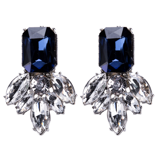 H20 Fashion Jewelry Black Blue Crystal Rhinestone Drop Earrings Red Flower Dangle Earrings Women Luxury Wedding Jewelry - FASHIONKULTUR