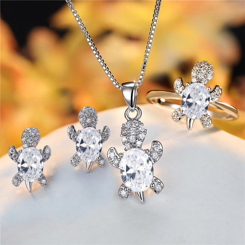 Fashion Oval Zircon Pendant Turtle Shape Necklaces With Rainbow Stone Multicolor Animal Necklace Jewelry For Woman And Children - FASHIONKULTUR