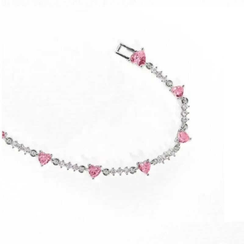 Sweet Bow Heart Rhinestone Bracelet Y2K Ins Fashion Chain Bracelet Valentine's Day - FASHIONKULTUR