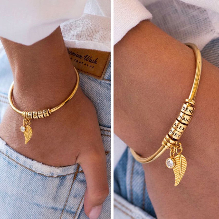 Diy Beaded Lettering Stainless Steel Bracelet - FASHIONKULTUR
