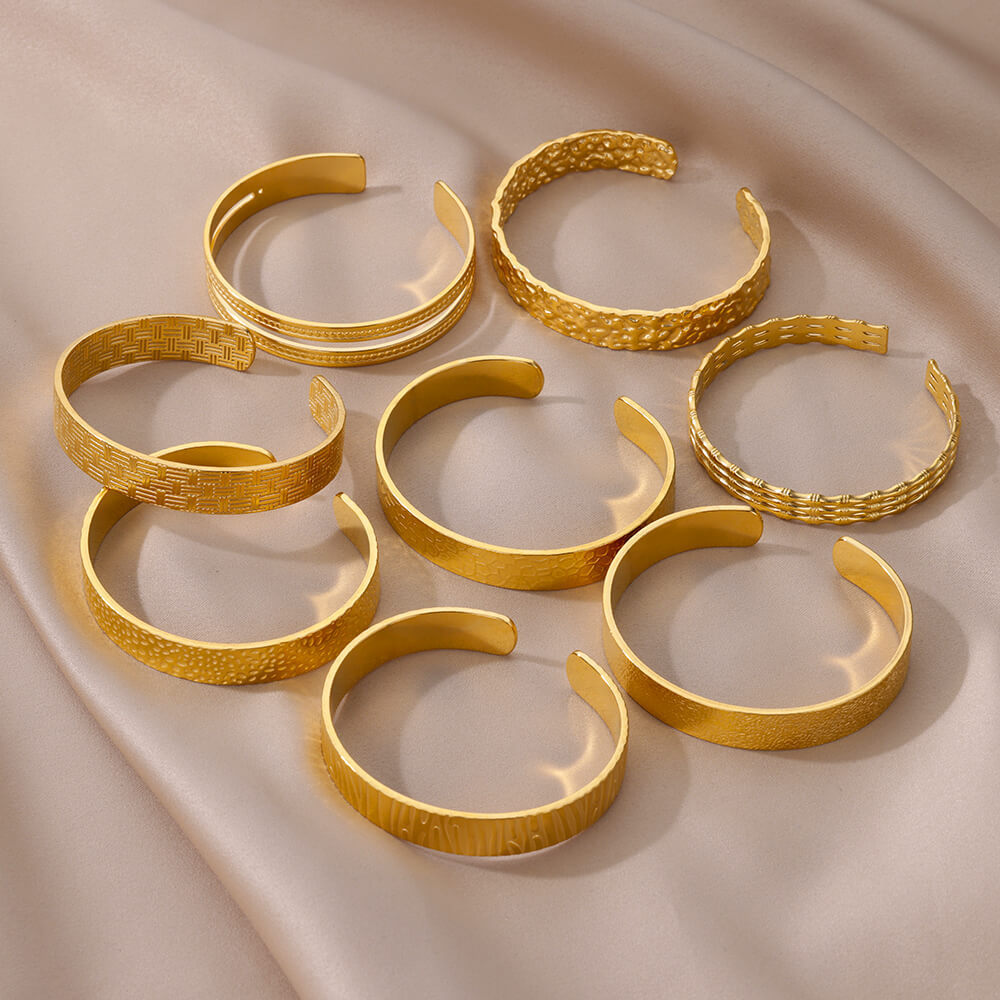 Simple Stainless Steel Opening Bracelet Female Ins Temperament Beating Pattern Irregular - FASHIONKULTUR