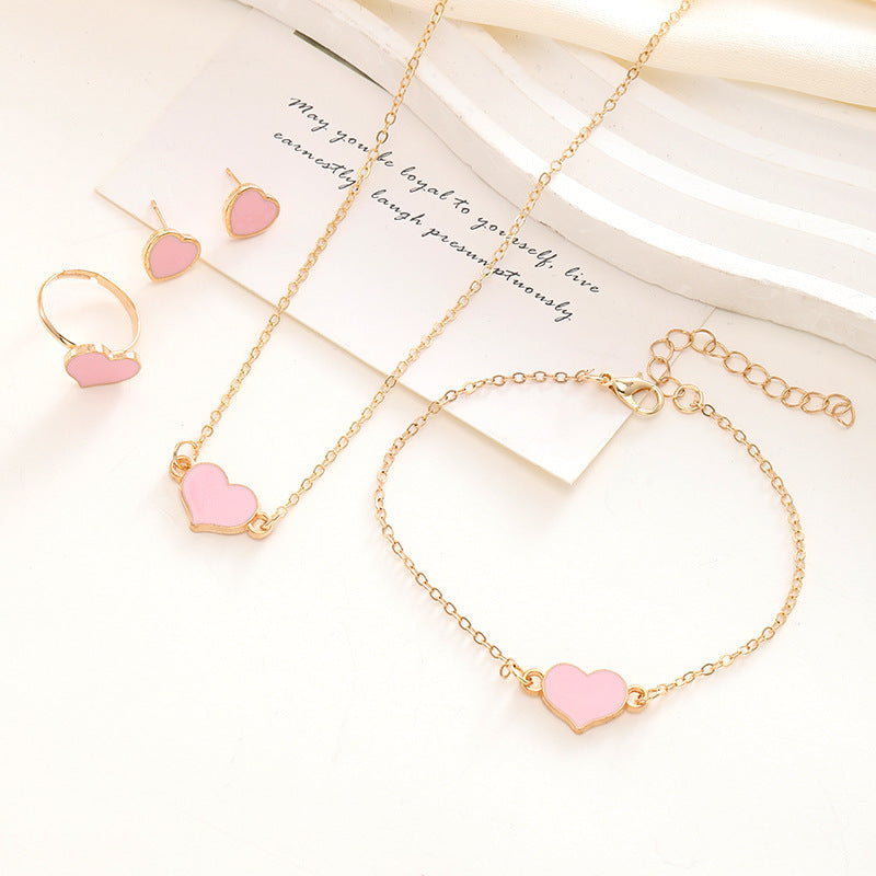 Simple Love Jewelry Women's Fashion Necklace Suit Heart Jewelry Set Gift For Her Fashion Party Jewelry - FASHIONKULTUR