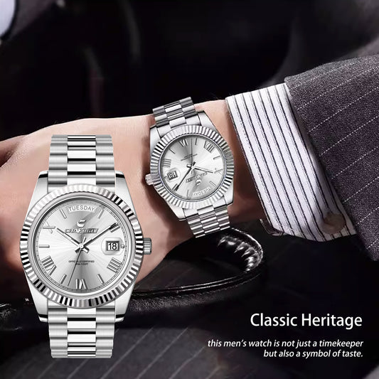 Fashion Men's Watch Steel Band Large Dial Quartz Wrist Watch - FASHIONKULTUR