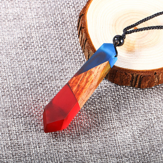 Vintage wood resin necklace pendant - FASHIONKULTUR