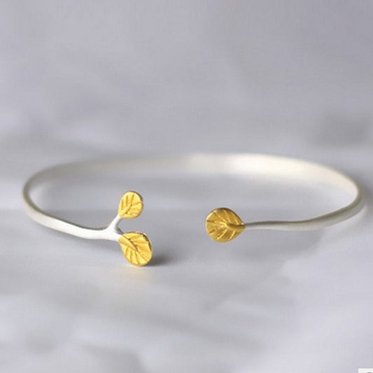 Simple Hollow Leaf Branch Opening Bracelet - FASHIONKULTUR
