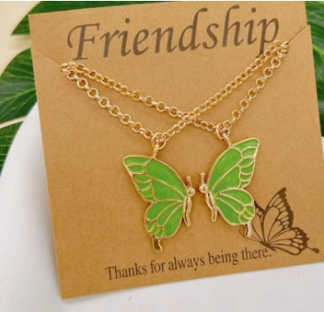 2pcs Oil Drip Butterfly Necklace Ins Creative Clavicle Chain Pendant Necklace For Women Valentine's Day Birthday Gift - FASHIONKULTUR