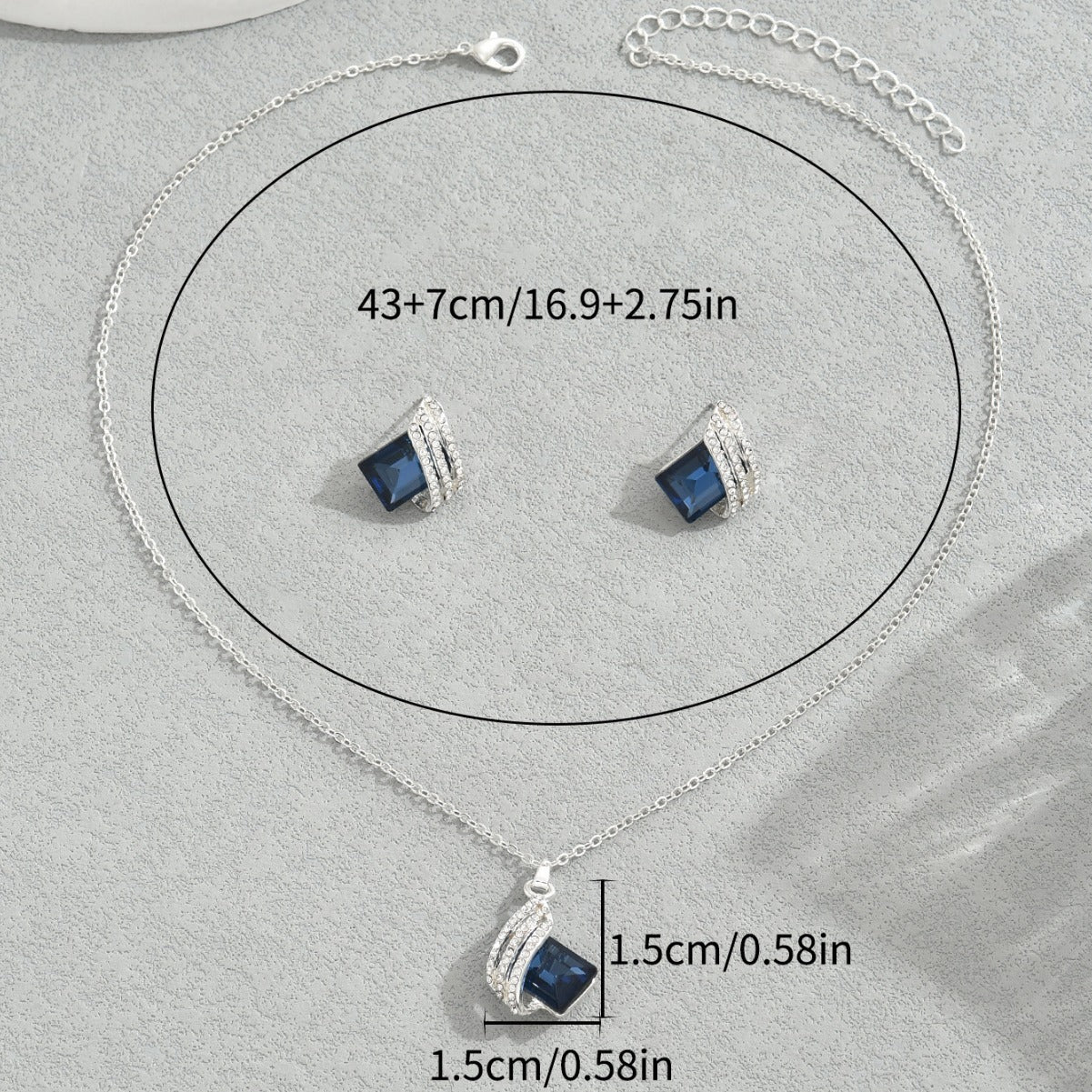 Women's Geometric Inlaid Crystal Necklace Suit - FASHIONKULTUR