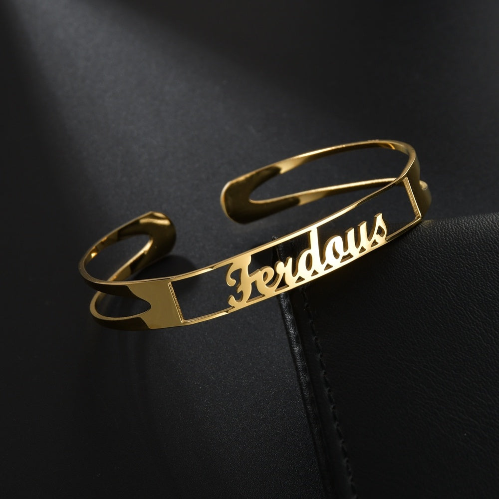 Customized Name Bracelet Personalized Custom Bangles Stainless Steel Jewelry - FASHIONKULTUR
