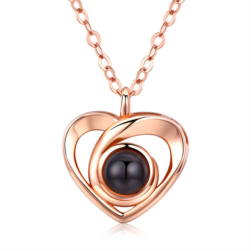 S925 Silver Romantic Photo Projection Necklace Heart Shaped Pendant Necklace - FASHIONKULTUR