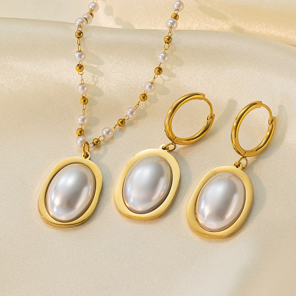 Stainless Steel Necklace Earrings Women's Jewelry Suit - FASHIONKULTUR