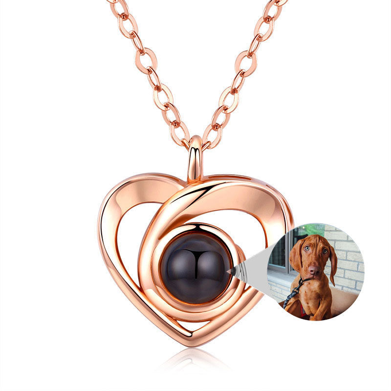 S925 Silver Romantic Photo Projection Necklace Heart Shaped Pendant Necklace - FASHIONKULTUR