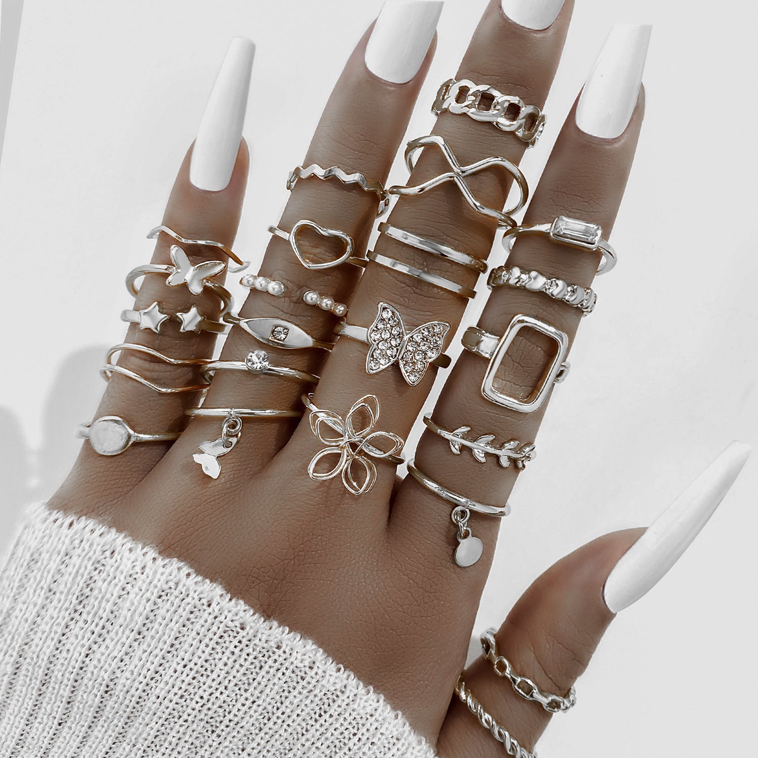 Ring Female Niche Senior Knuckle Ring 23 Pieces Suit - FASHIONKULTUR